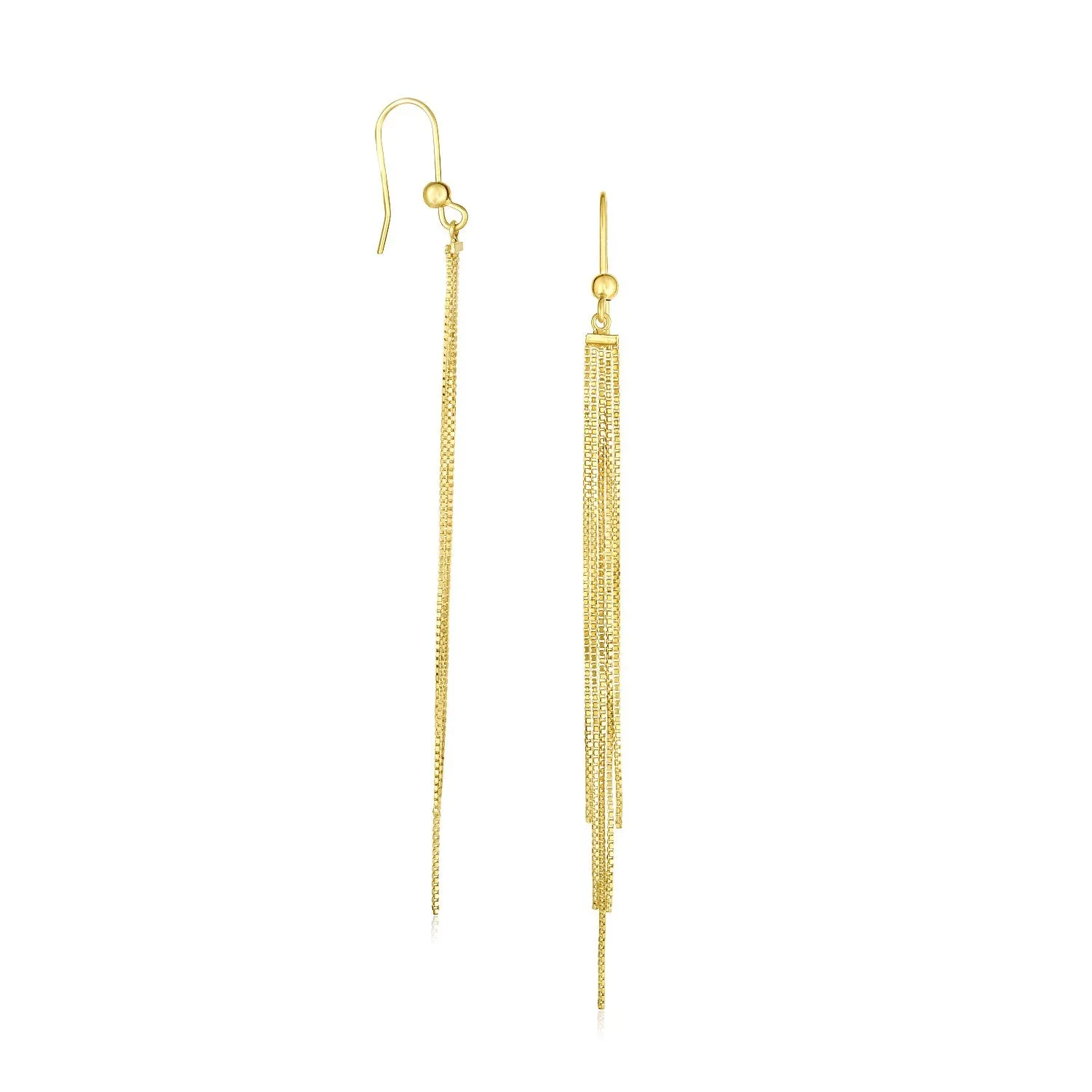 14k Yellow Gold Multiple Asymmetrical Chain Drop Earrings-rx87323