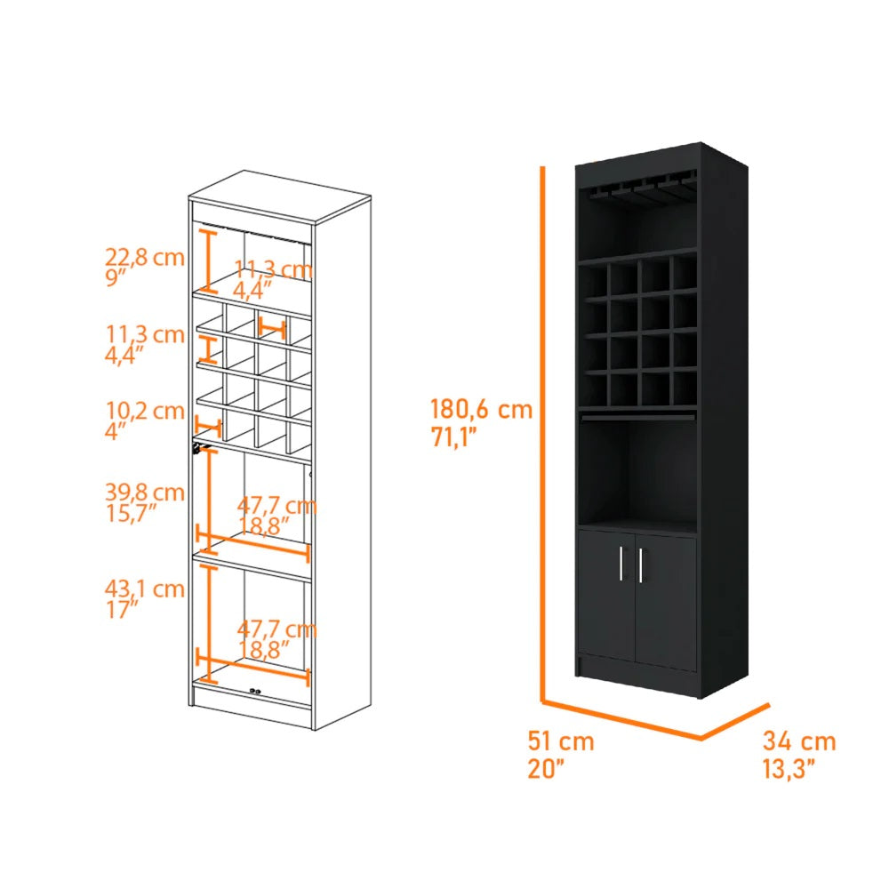 24 White Bar Cabinet With Multiple Shelves