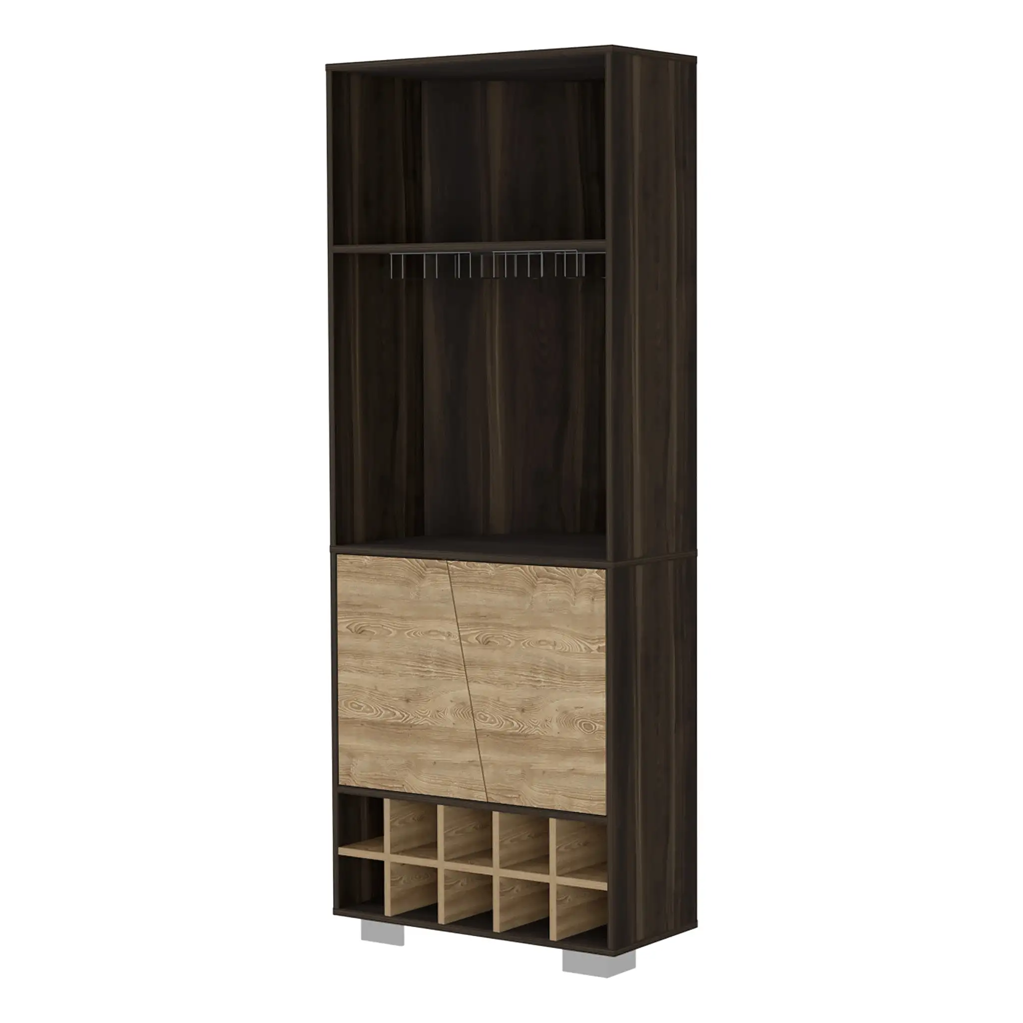 27 Dark Brown Corner Bar Cabinet With Multiple Shelves