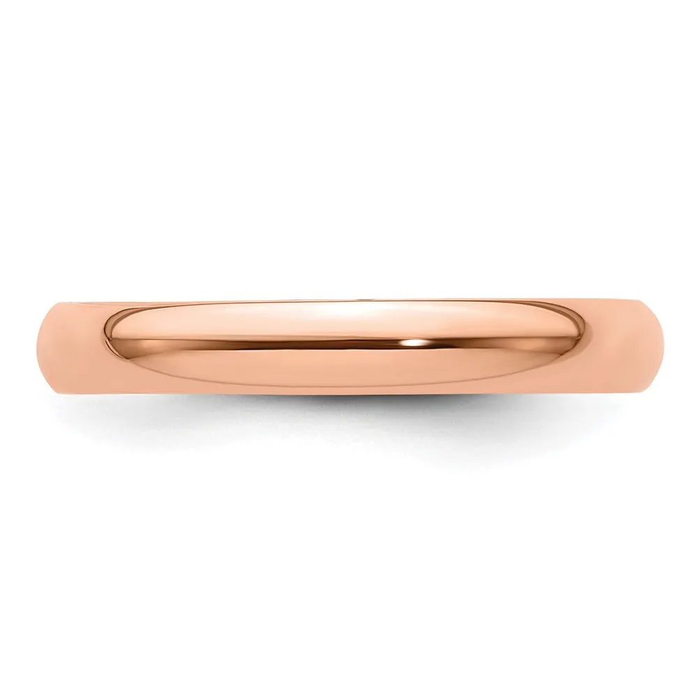 2mm to 6mm 14K Rose Gold Lightweight Half Round Standard Fit Band