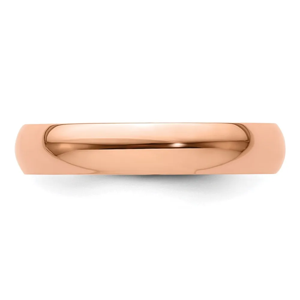 2mm to 6mm 14K Rose Gold Lightweight Half Round Standard Fit Band