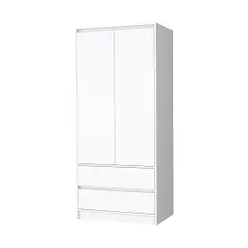 32 White Accent Cabinet Soft Close With Multiple Shelves And Two Drawers