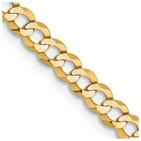 3.75mm 14K Yellow Gold Solid Lightweight Flat Curb Chain Necklace