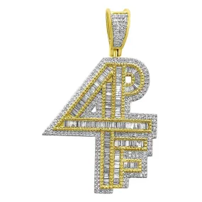 4PF 4 Pockets Full Baguette Diamond Pendant .95cttw 10K Yellow Gold