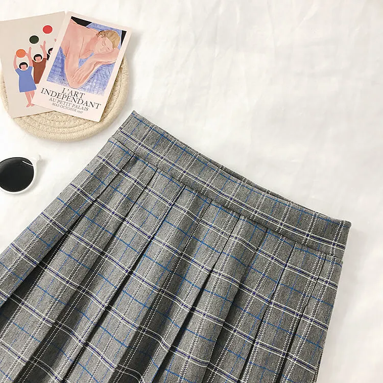 5 COLORS PLAID PLEATED SKIRT BY61144