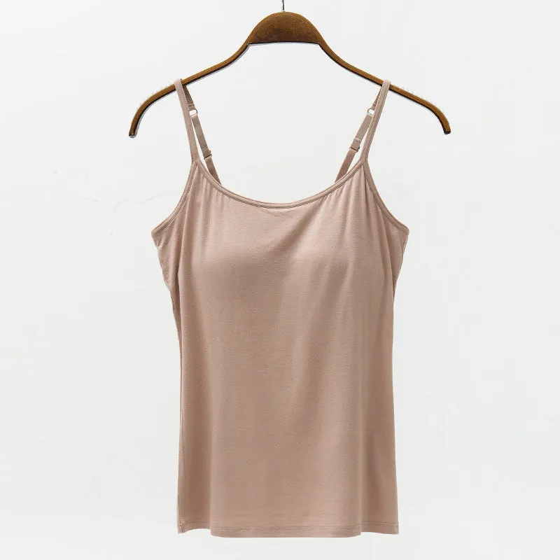 Adjustable Strap Modal Cami with Bra**