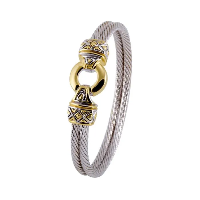 Antiqua Collection Gold Circle Double Wire Bracelet by John Medeiros - Available in Multiple Sizes