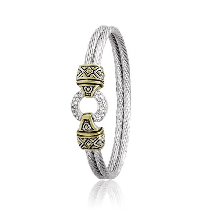 Antiqua Collection Pavé Circle Double Wire Bracelet by John Medeiros - Available in Multiple Sizes