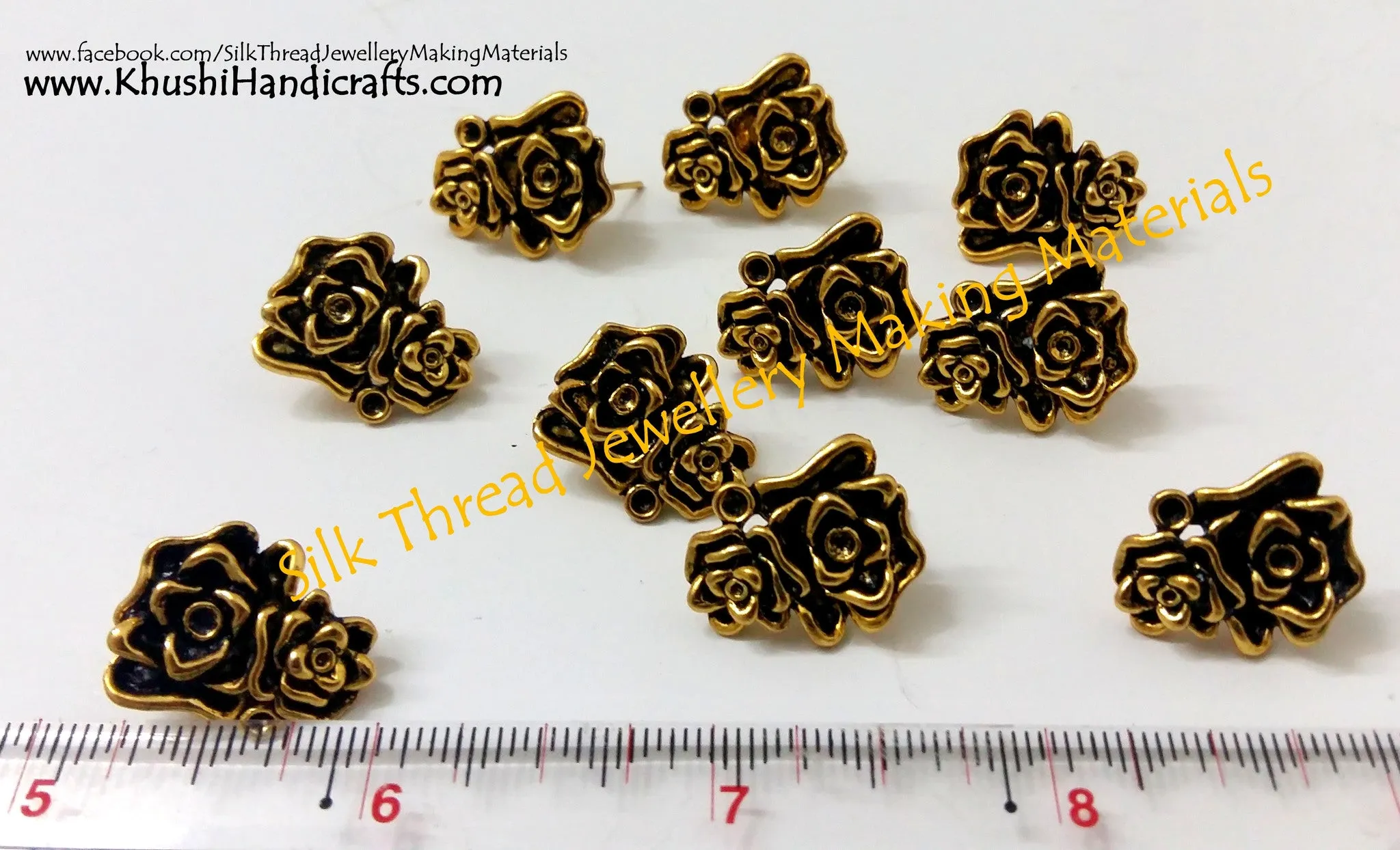 Antique Gold Multiple Flower Stud (studs without loop) -ST39