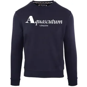 Aquascutum Bold London Logo Navy Blue Sweatshirt