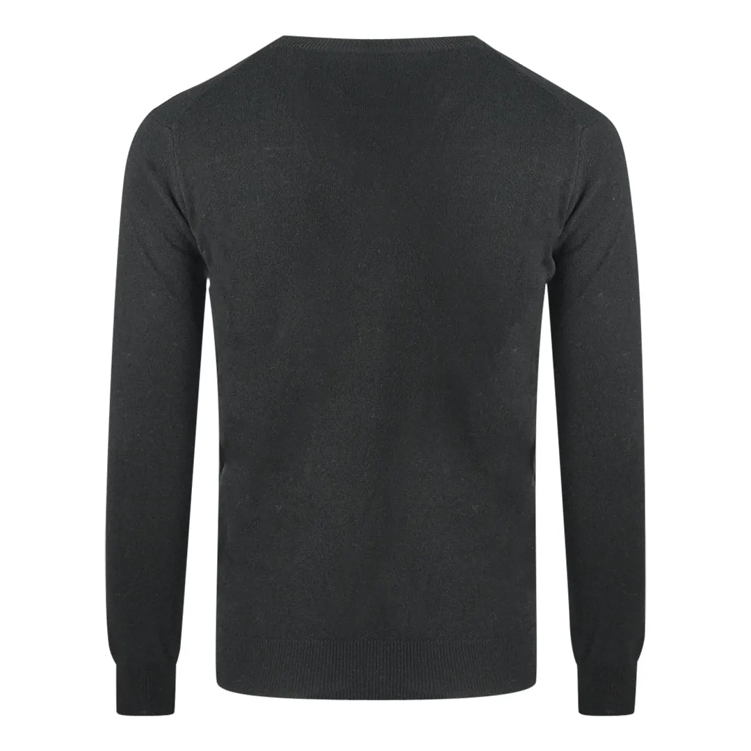 Aquascutum Check A Logo Black V Neck Jumper