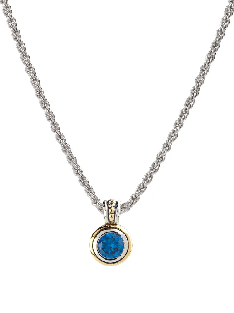 Beijos 8mm Cubic Zirconia Bezel Set Pendant Necklace by John Medeiros - Available in Multiple Colors