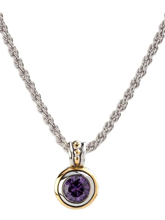 Beijos 8mm Cubic Zirconia Bezel Set Pendant Necklace by John Medeiros - Available in Multiple Colors