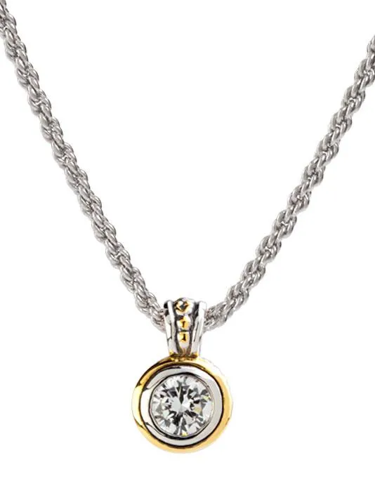 Beijos 8mm Cubic Zirconia Bezel Set Pendant Necklace by John Medeiros - Available in Multiple Colors