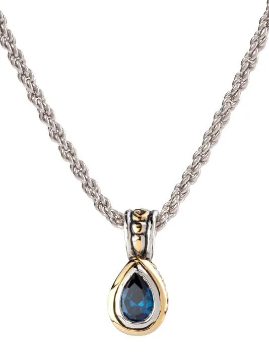 Beijos 9x6mm Cubic Zirconia Pear Bezel Set Pendant Necklace by John Medeiros - Available in Multiple Colors