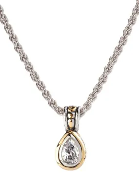 Beijos 9x6mm Cubic Zirconia Pear Bezel Set Pendant Necklace by John Medeiros - Available in Multiple Colors