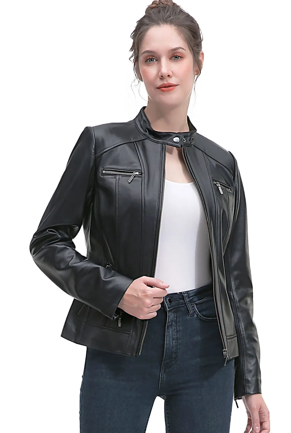 BGSD Women Kaira Lambskin Leather Jacket