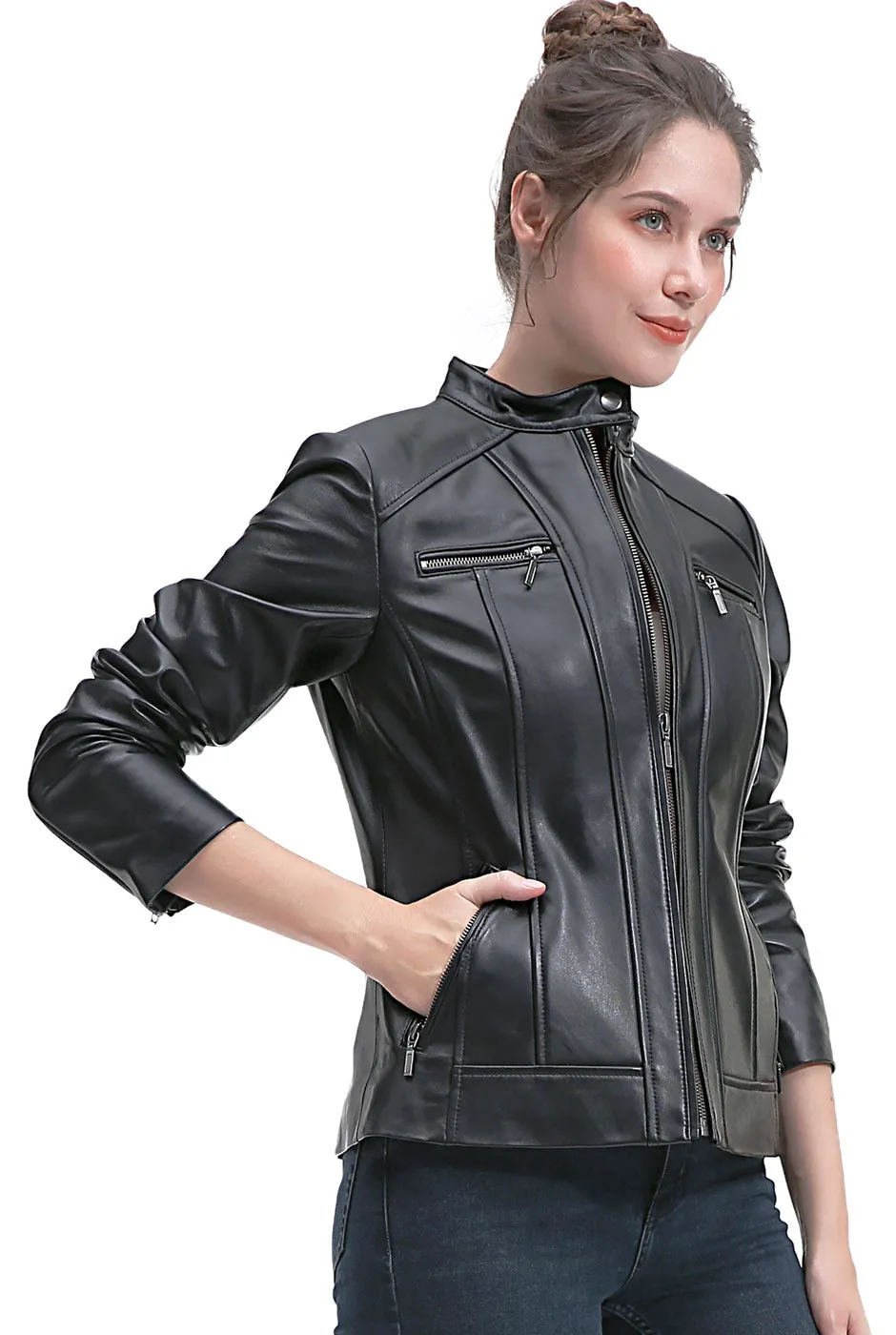 BGSD Women Kaira Lambskin Leather Jacket