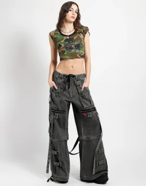 Black Wash Denim X-Strap Pant