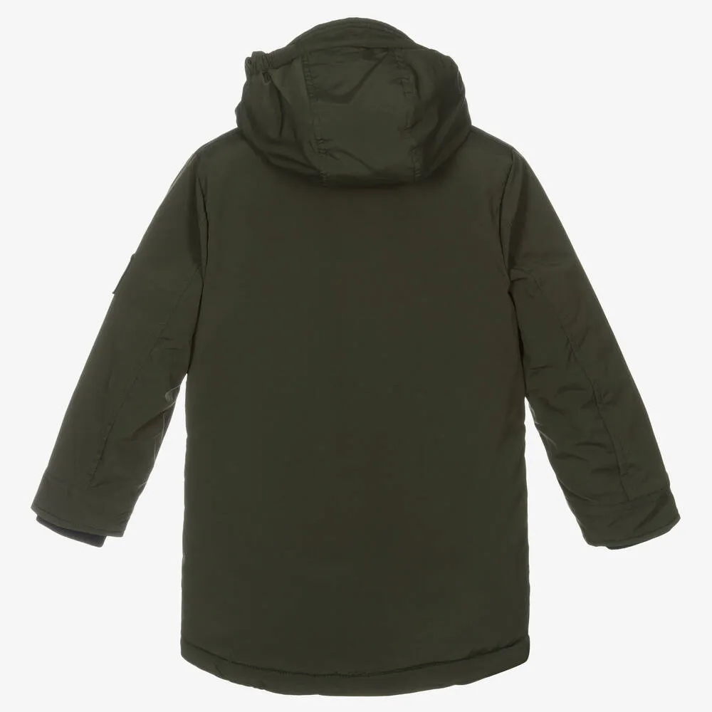 Boys Padded Hooded Green Coat