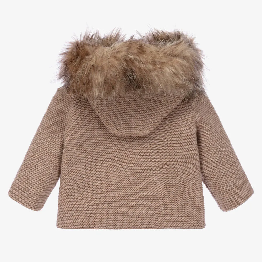 Brown Knitted Hooded Coat