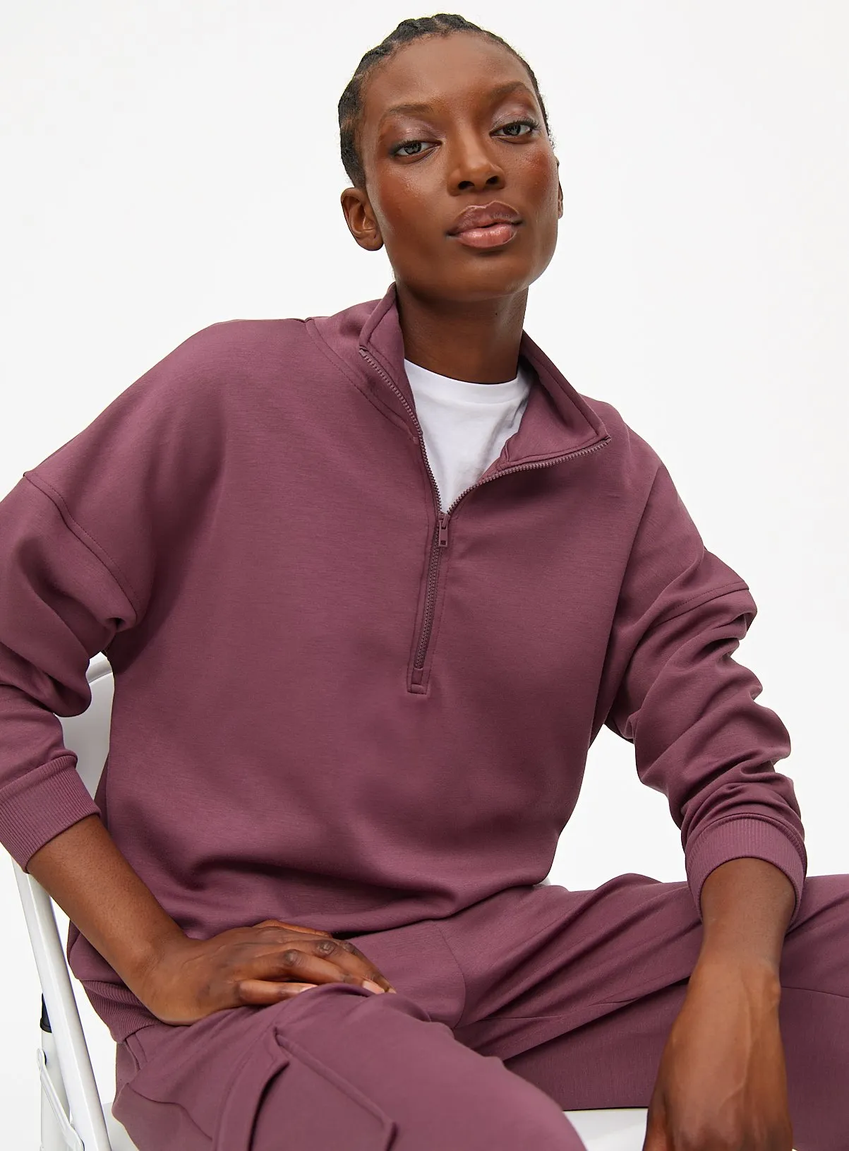 Buy Plum Half-Zip Sweatshirt L | Hoodies and sweatshirts | Tu