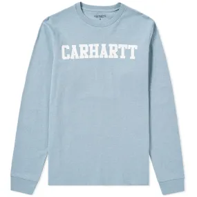 Carhartt WIP Long Sleeve College TeeDusty Blue Heather & White