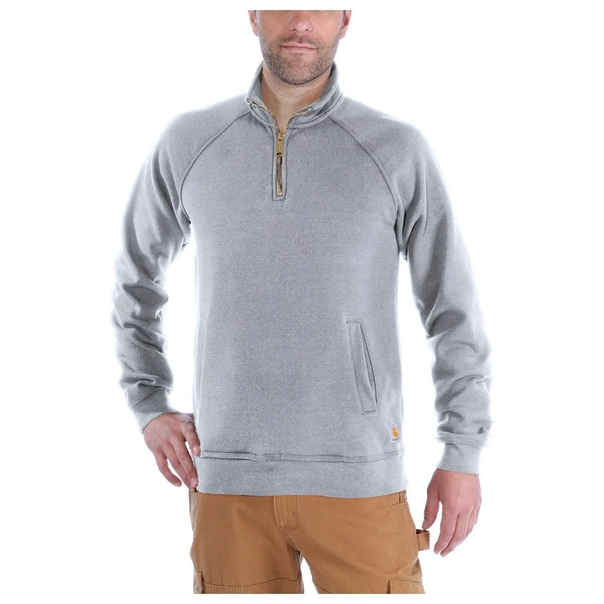 Carhartt K503 Midweight Quarter Zip Mock Neck Sweatshirt - Heather Grey