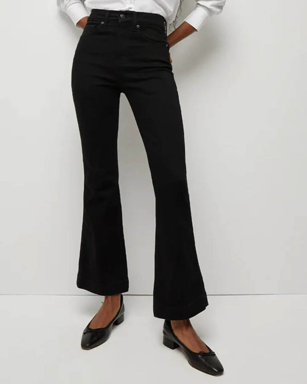 Carson High Rise Ankle Flare Jean in Onyx