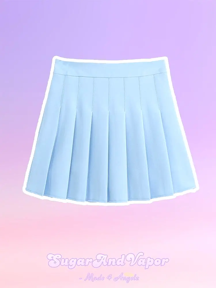 CHER Girly Pure Color Pleated Tennis Skirt