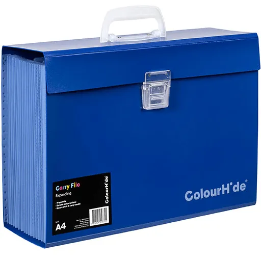 Colourhide Expanding Carry File PP A4 Blue 19 Pockets Pack 5