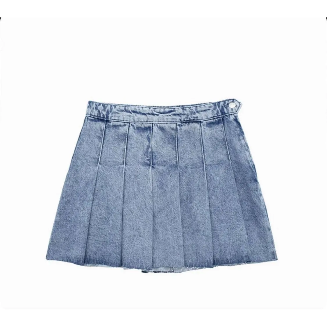 Denim Pleated Minin Skirt