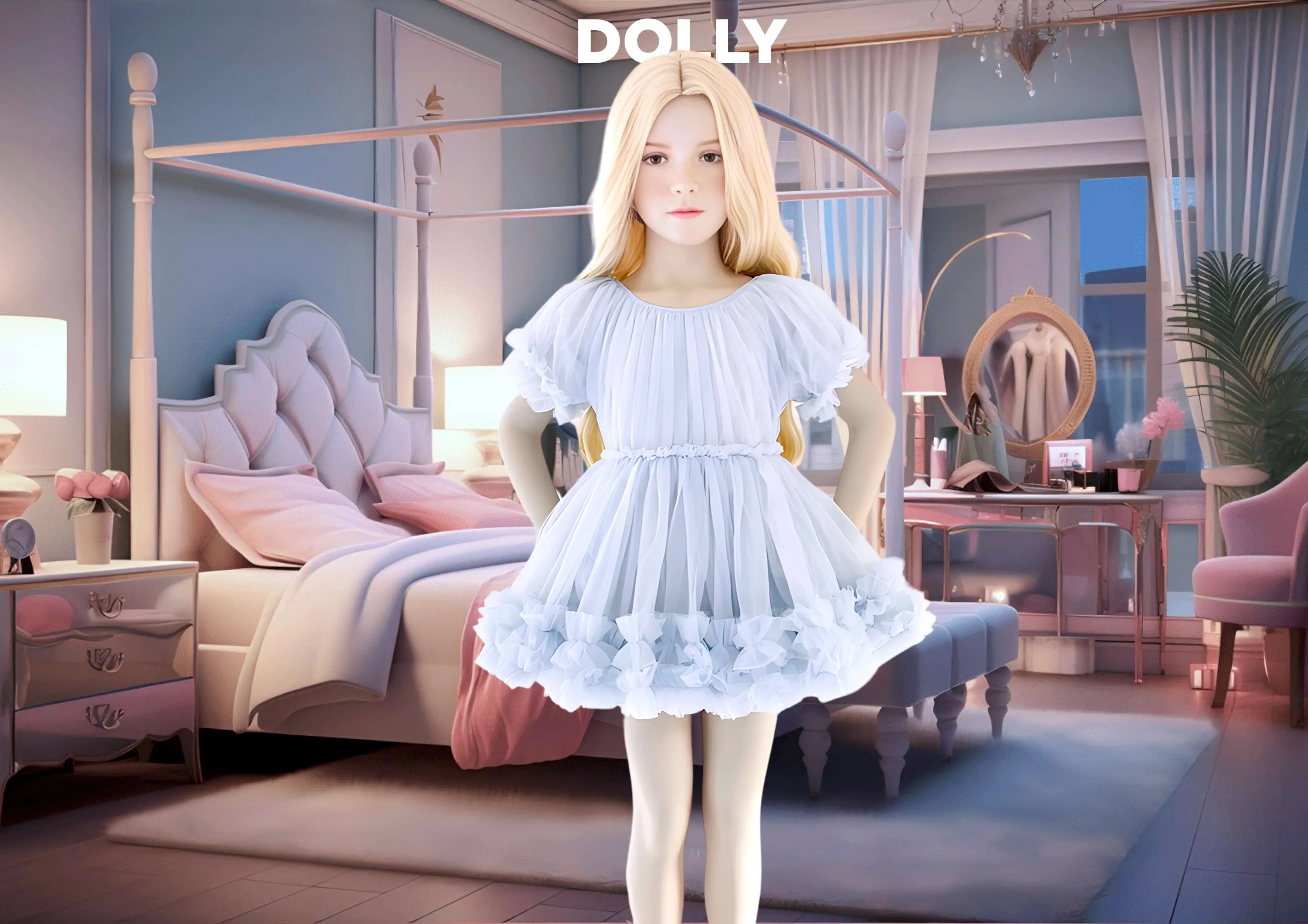 DOLLY by Le Petit Tom  FRILLY DRESS light blue