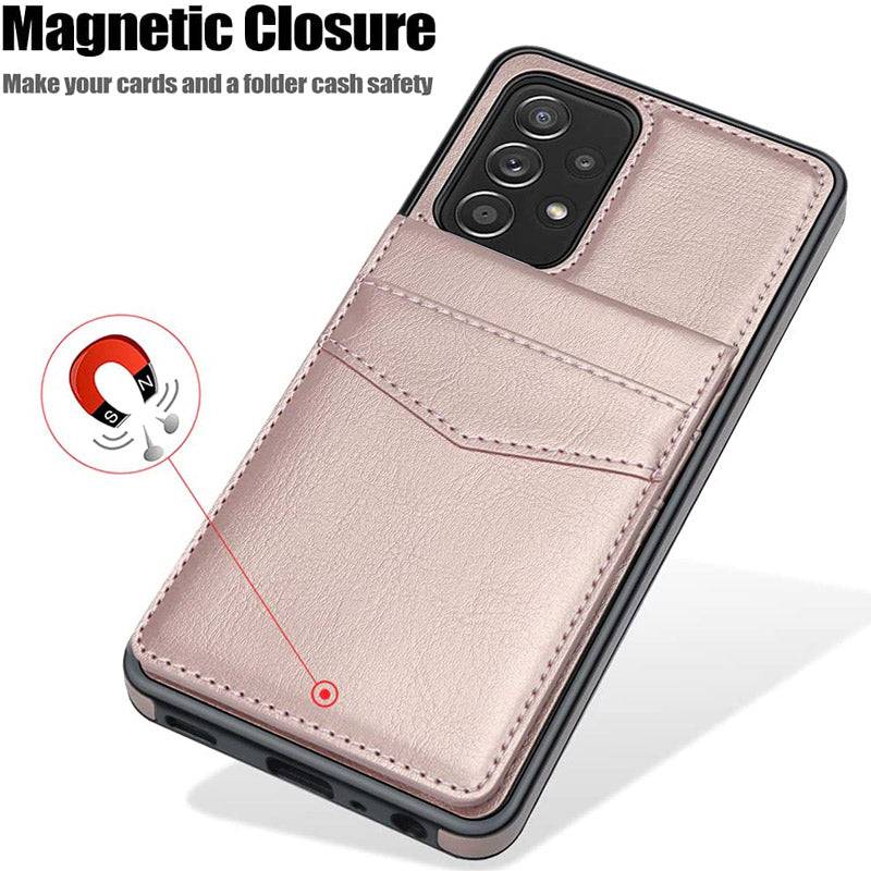 Dual Layer Lightweight Leather Wallet Case for Samsung Galaxy A52