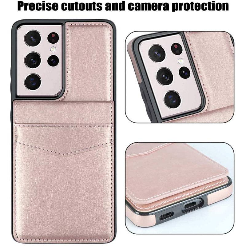 Dual Layer Lightweight Leather Wallet Case for Samsung Galaxy S21 Ultra