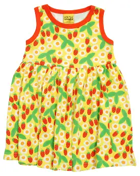 DUNS Daisies and Strawberries Buttercup Sleeveless Dress With Gathered Skirt