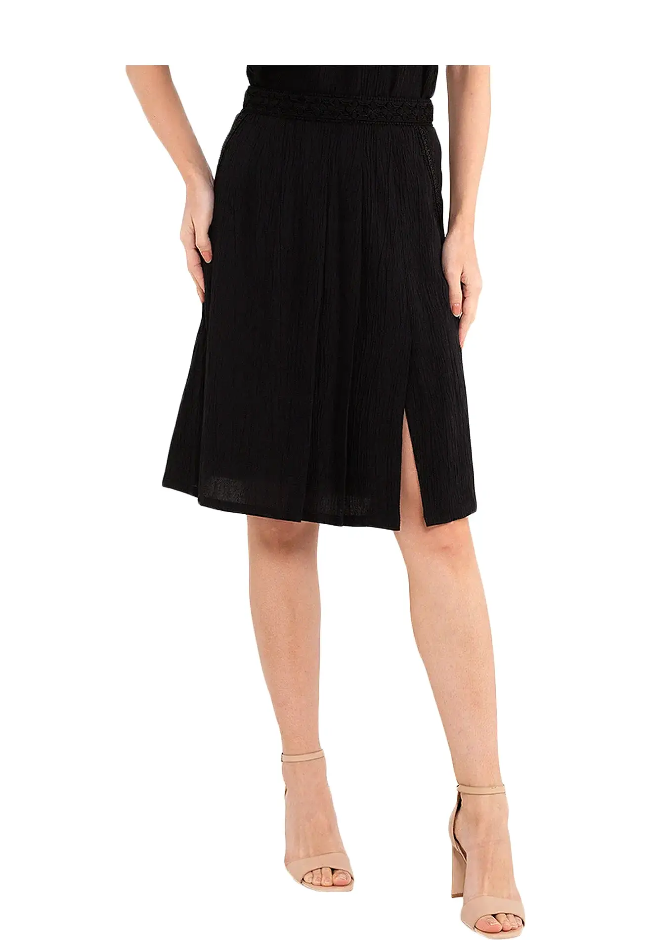 ELLE Apparel Side Slit Pleated Skirt