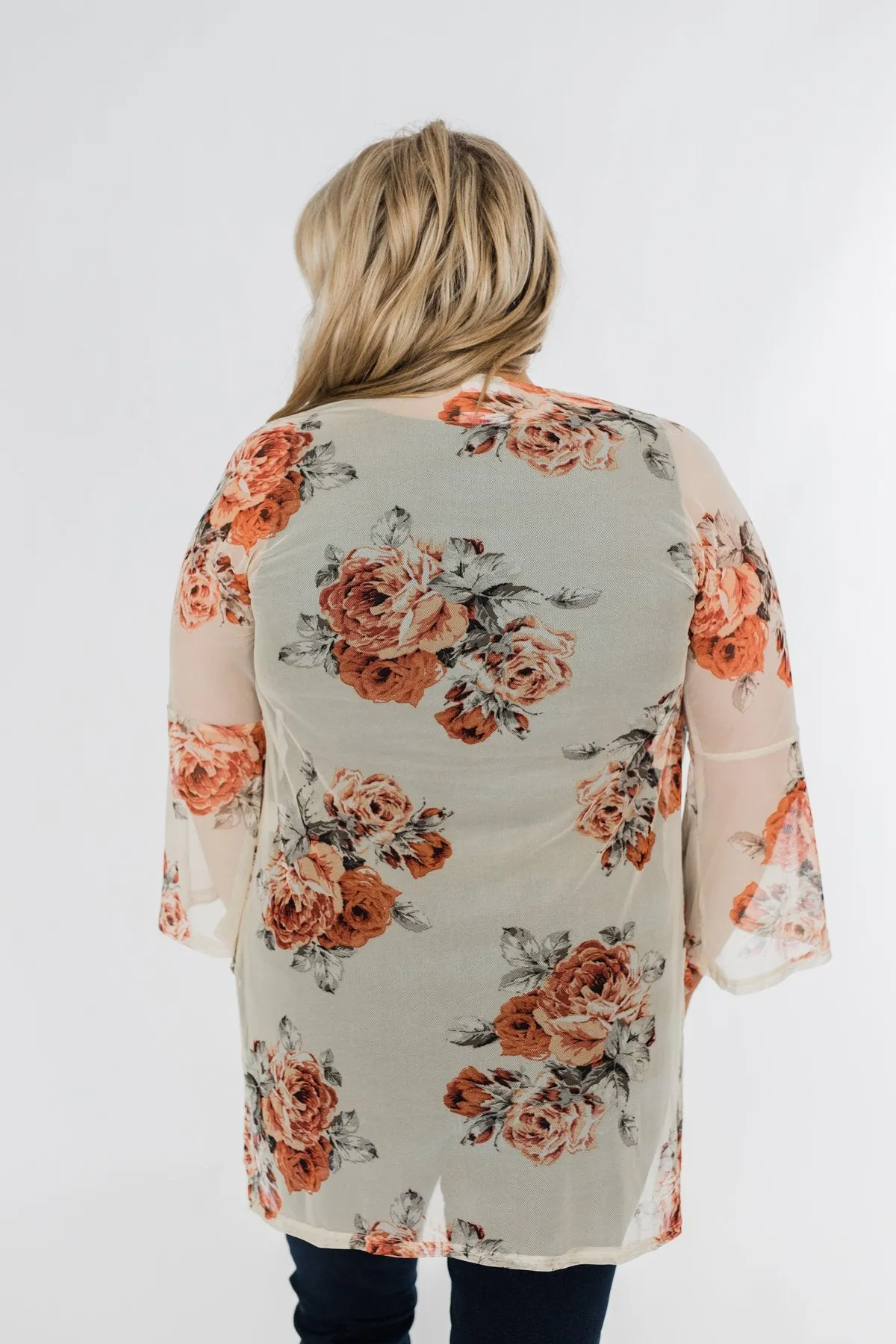 Feels Like Fall Lightweight Floral Kimono- Nude & Rust