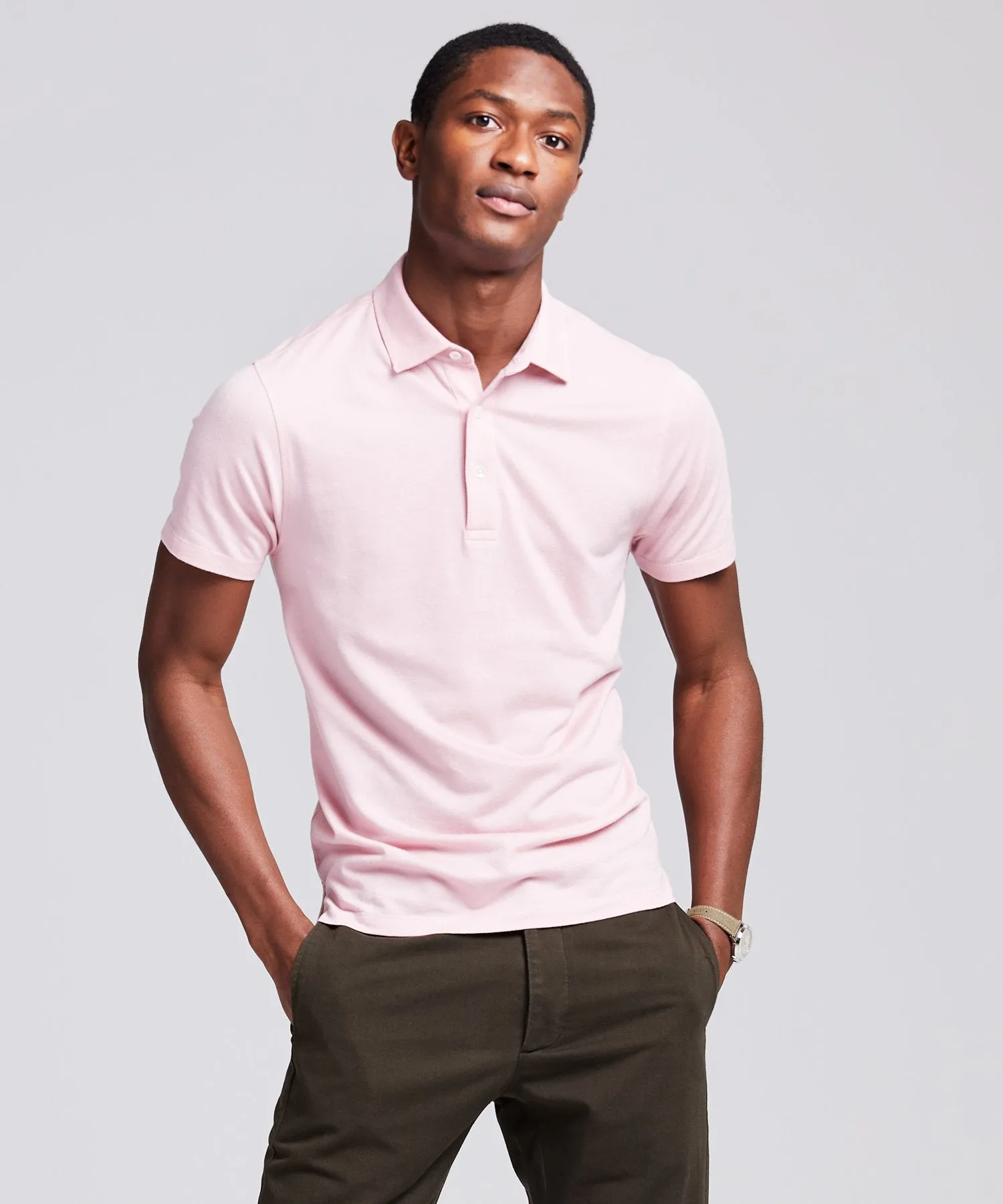 Fine Pique Polo in Pink