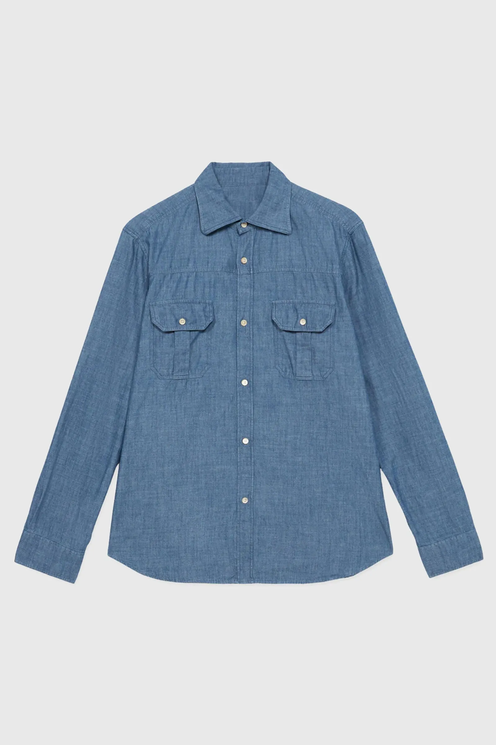 Fortela Camicia Amleto Patch Pockets Chambray Uomo