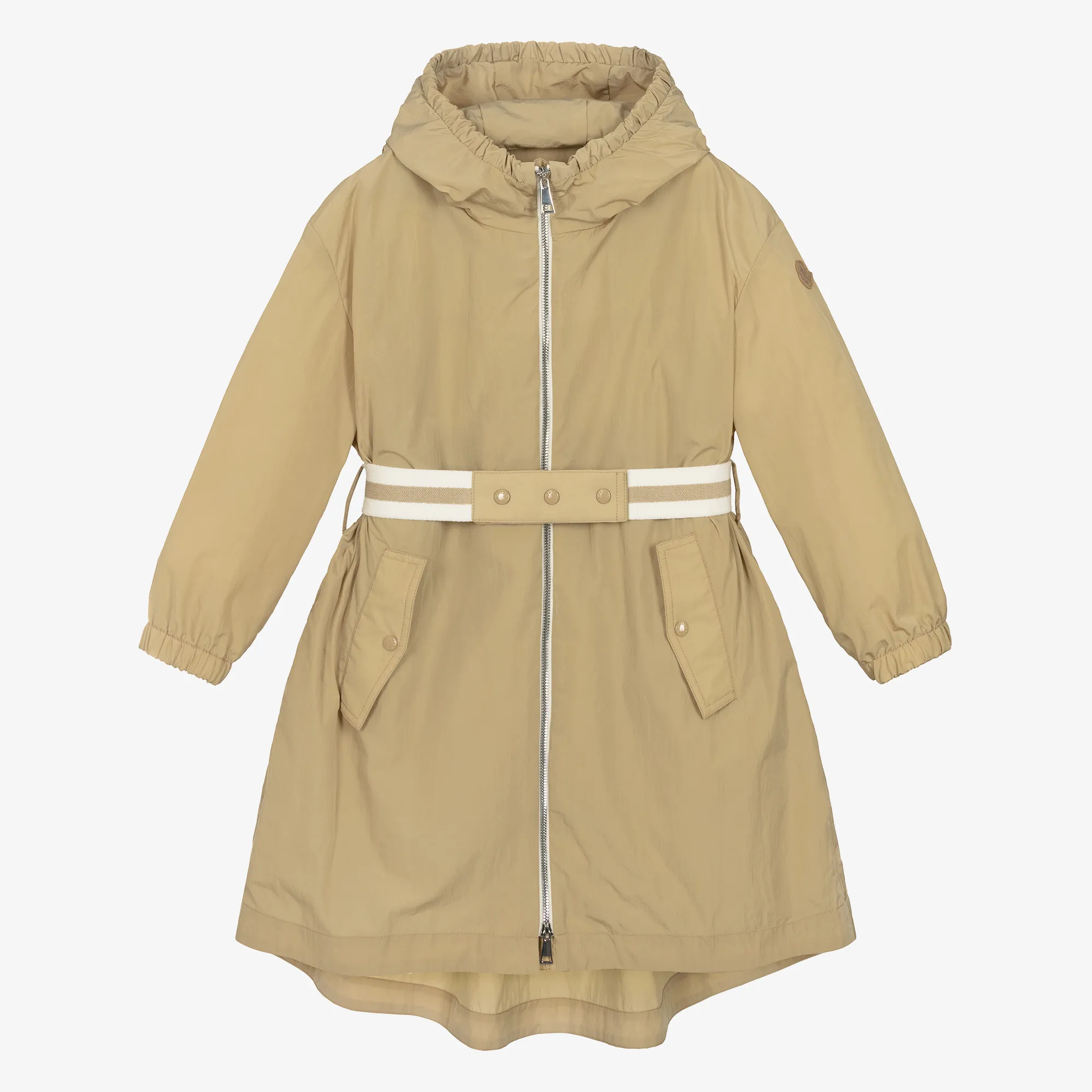 Girls Beige Hooded Aloysha Coat