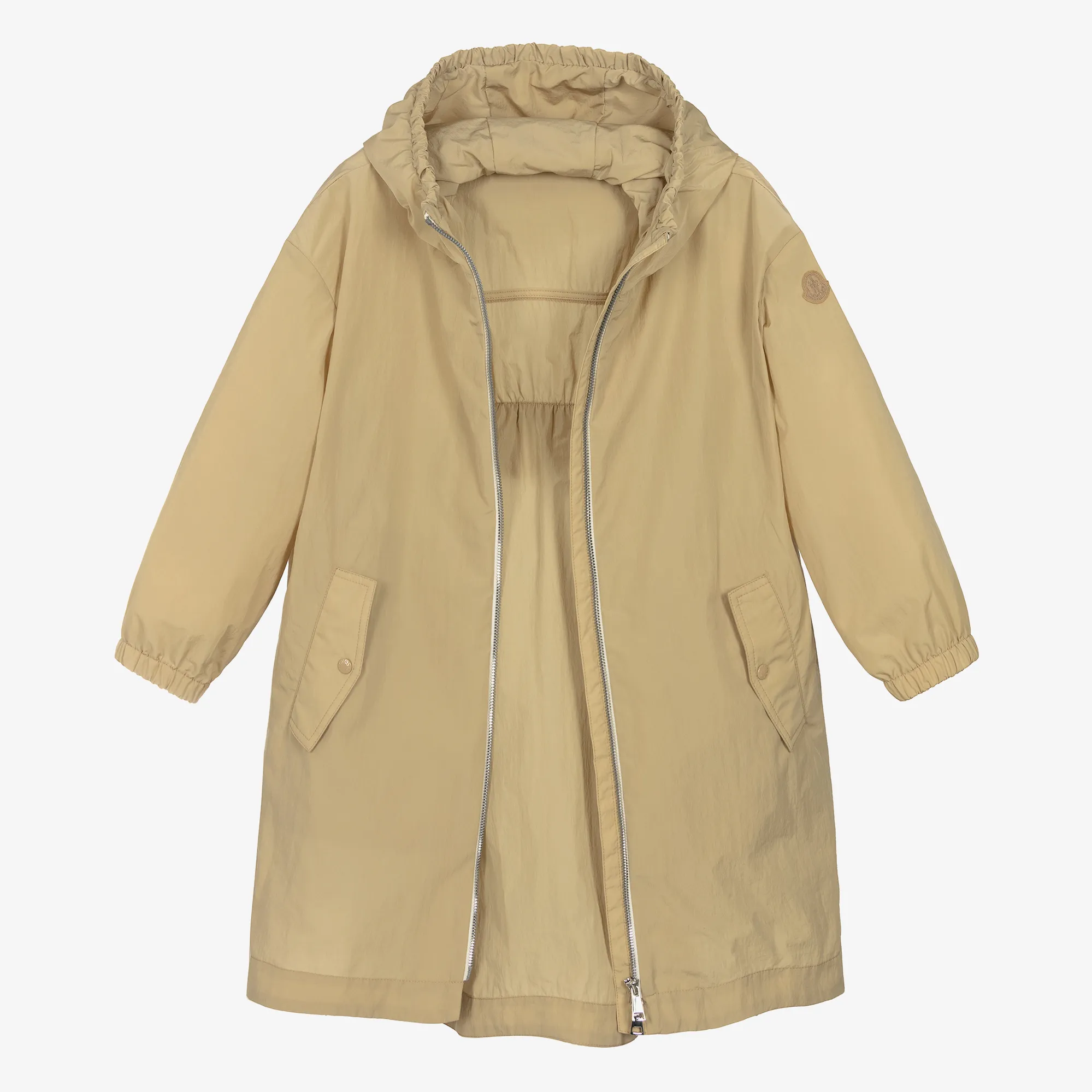 Girls Beige Hooded Aloysha Coat