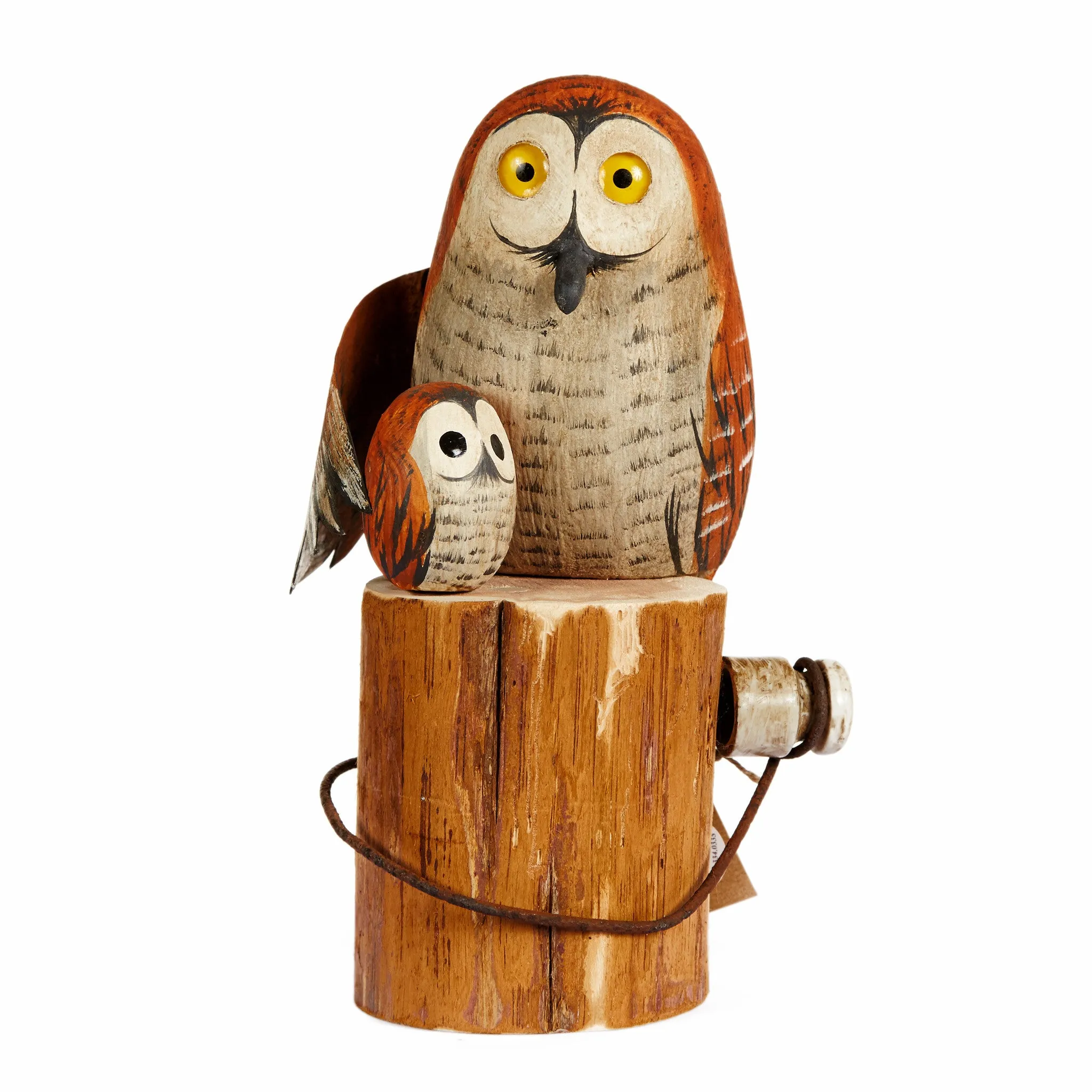 Hand Carved Mother and Owlet - Available in Multiple Colors