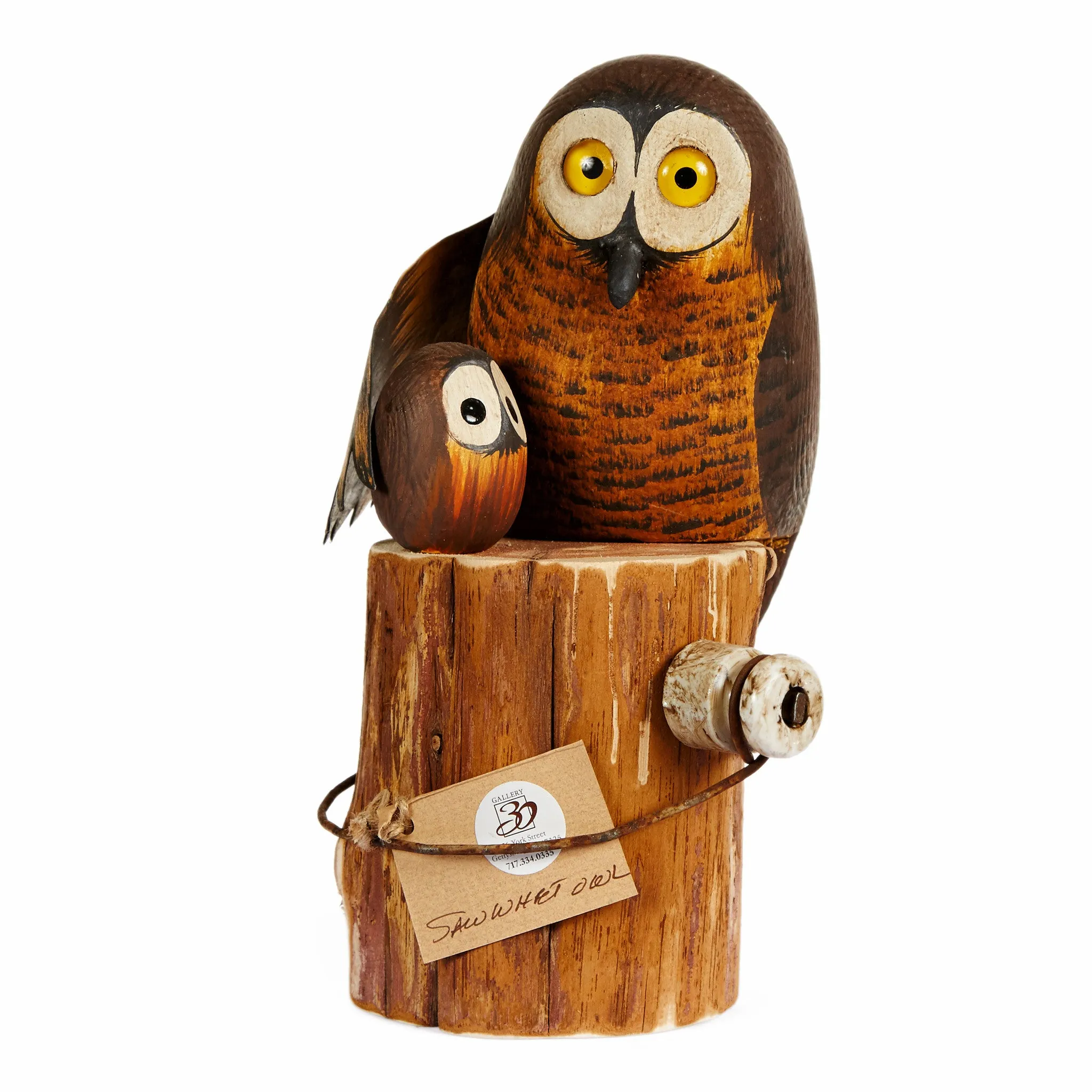 Hand Carved Mother and Owlet - Available in Multiple Colors