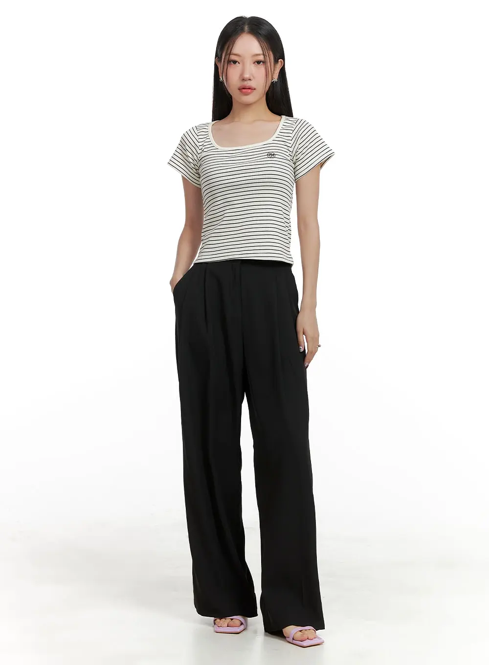 High-Waist Wide Fit Trousers OA415