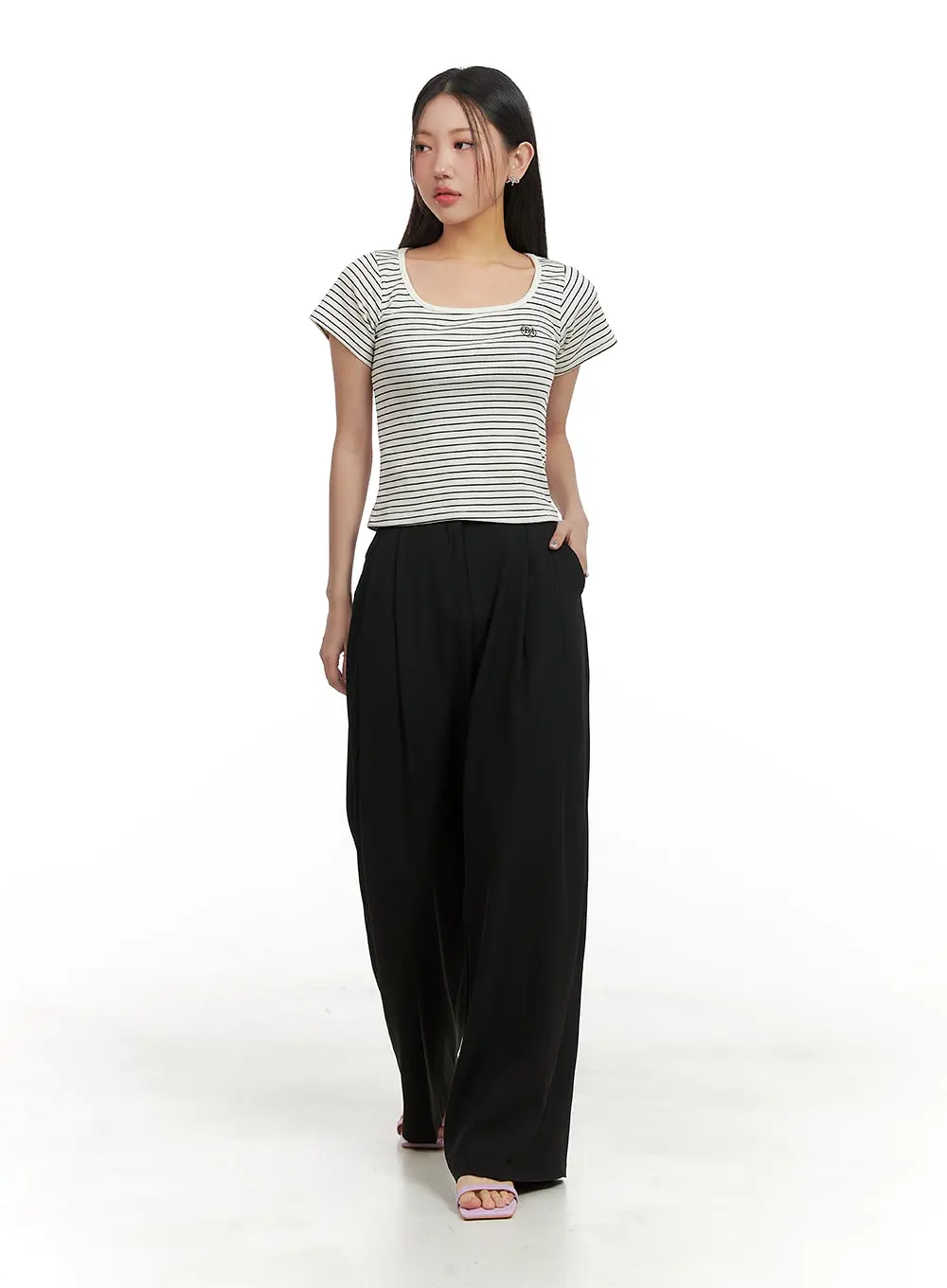 High-Waist Wide Fit Trousers OA415