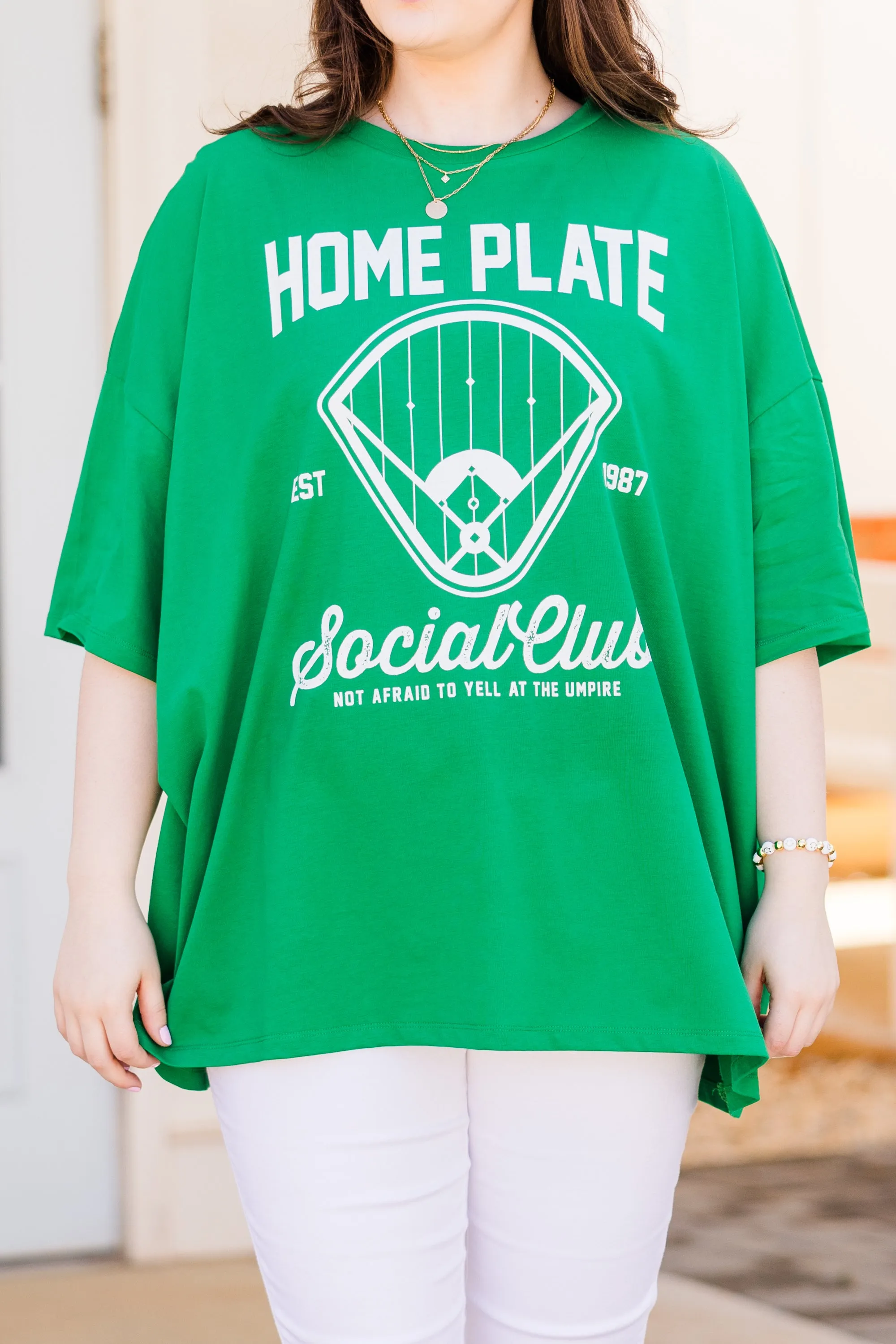 Home Plate Social Club Boyfriend Tee, Evergreen