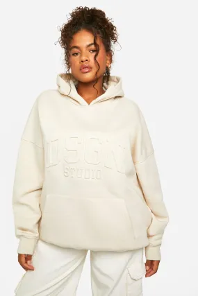 Hoodies & Sweatshirts | Plus Dsgn Collegiate Embossed Oversized Hoodie | boohoo