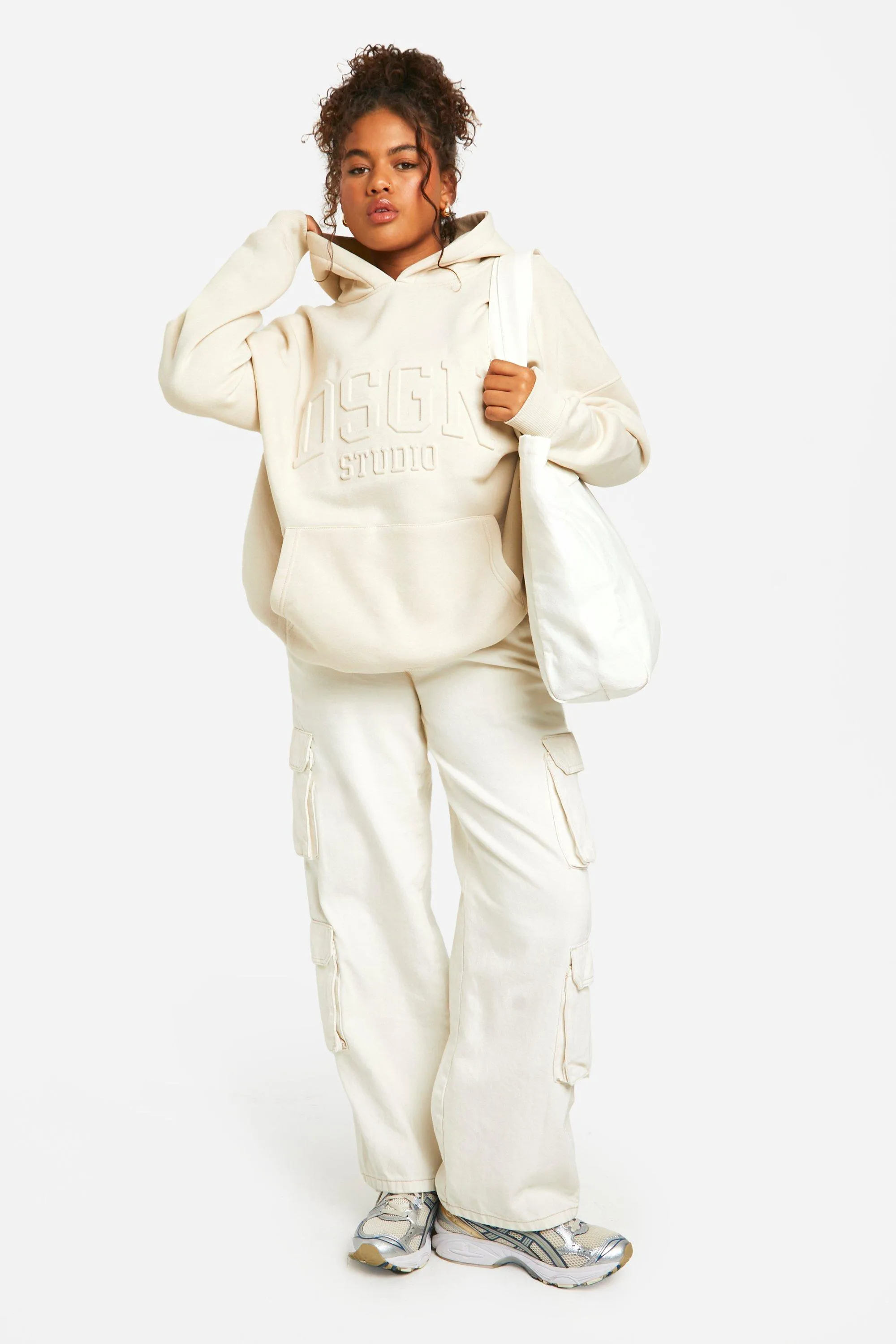 Hoodies & Sweatshirts | Plus Dsgn Collegiate Embossed Oversized Hoodie | boohoo