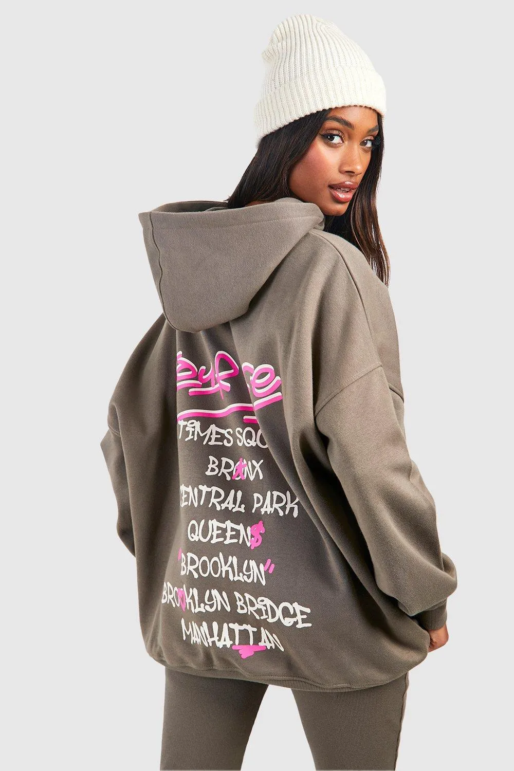 Hoodies & Sweatshirts | Tour Life Graffiti Slogan Oversized Hoodie | boohoo